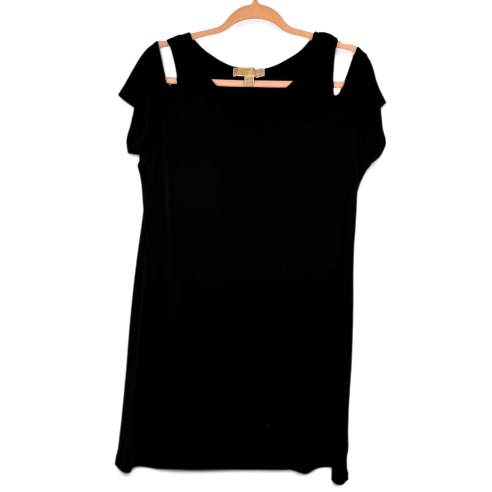 MICHAEL Michael Kors Black Cold-Shoulder Shift Dress Women L